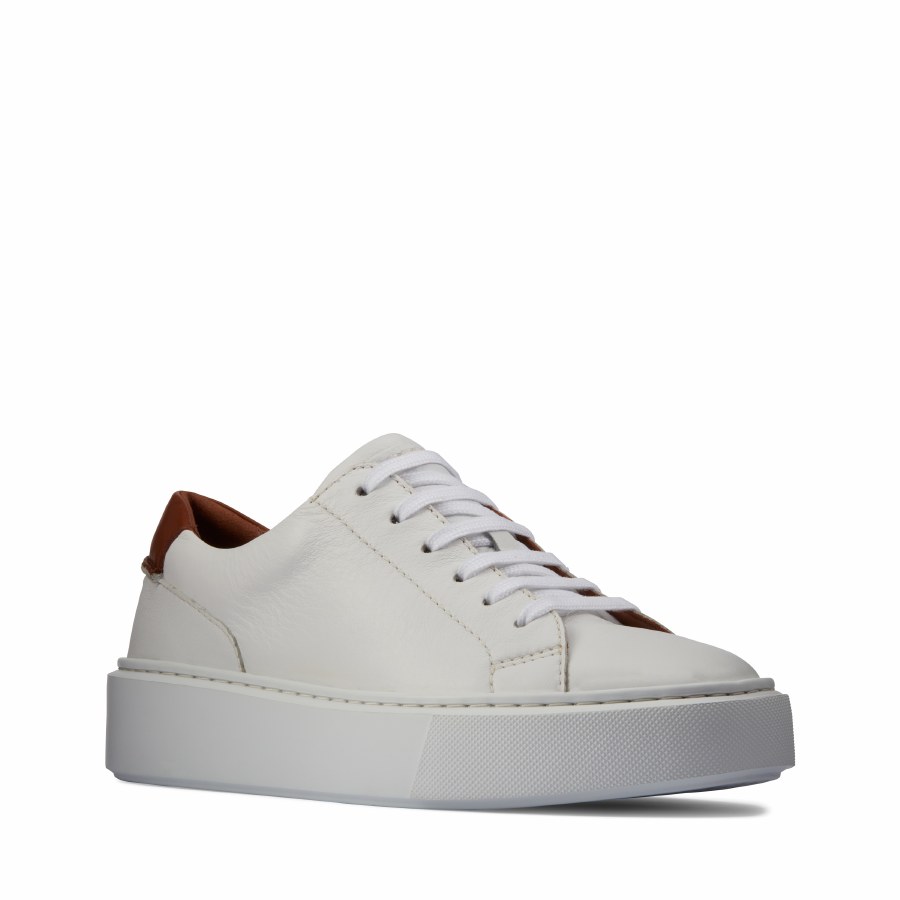 Clarks white leather discount sneakers